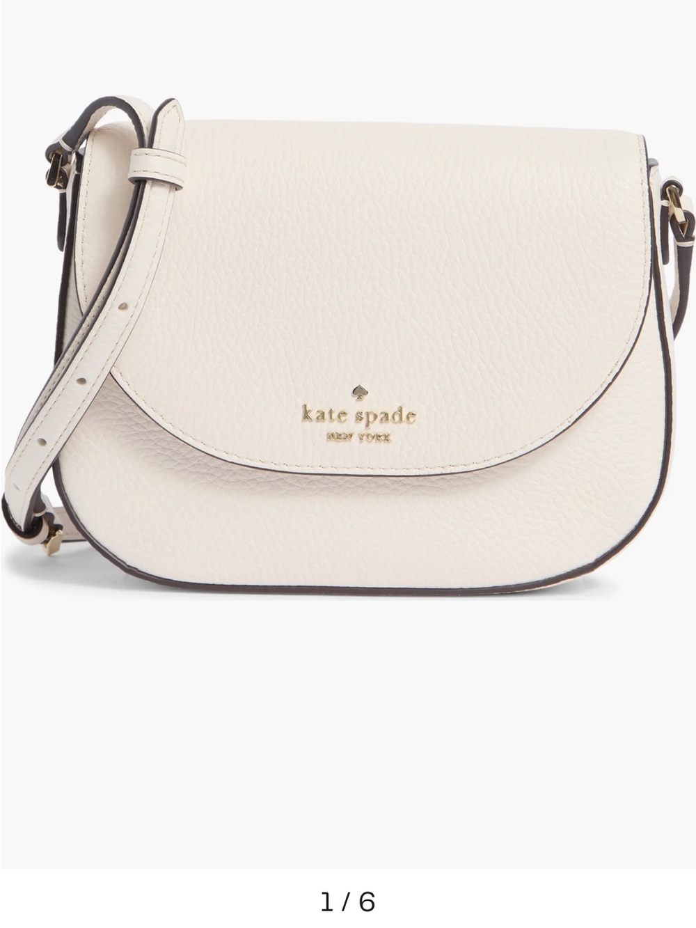 kate spade cream pebble leather crossbody with gold logo